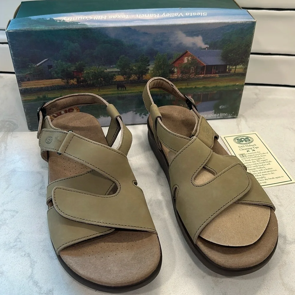 SAS Huggy - All Day Sandal Taupe Leather Women’s Size 11 N